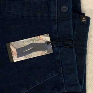 Betabrand dark rinse pull on straight leg jean